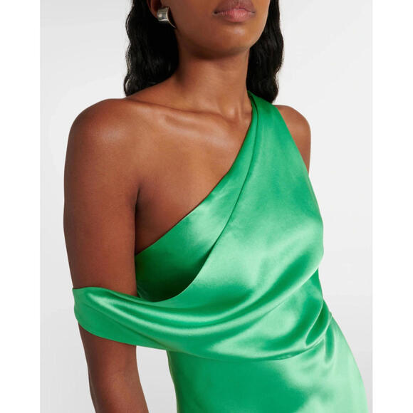 NWT Staud Naomi Dress Seaweed Green Satin Designer Maxi 4 Small - Picture 2 of 12